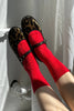 Cashmere Pointelle Socks (wholesale): Red