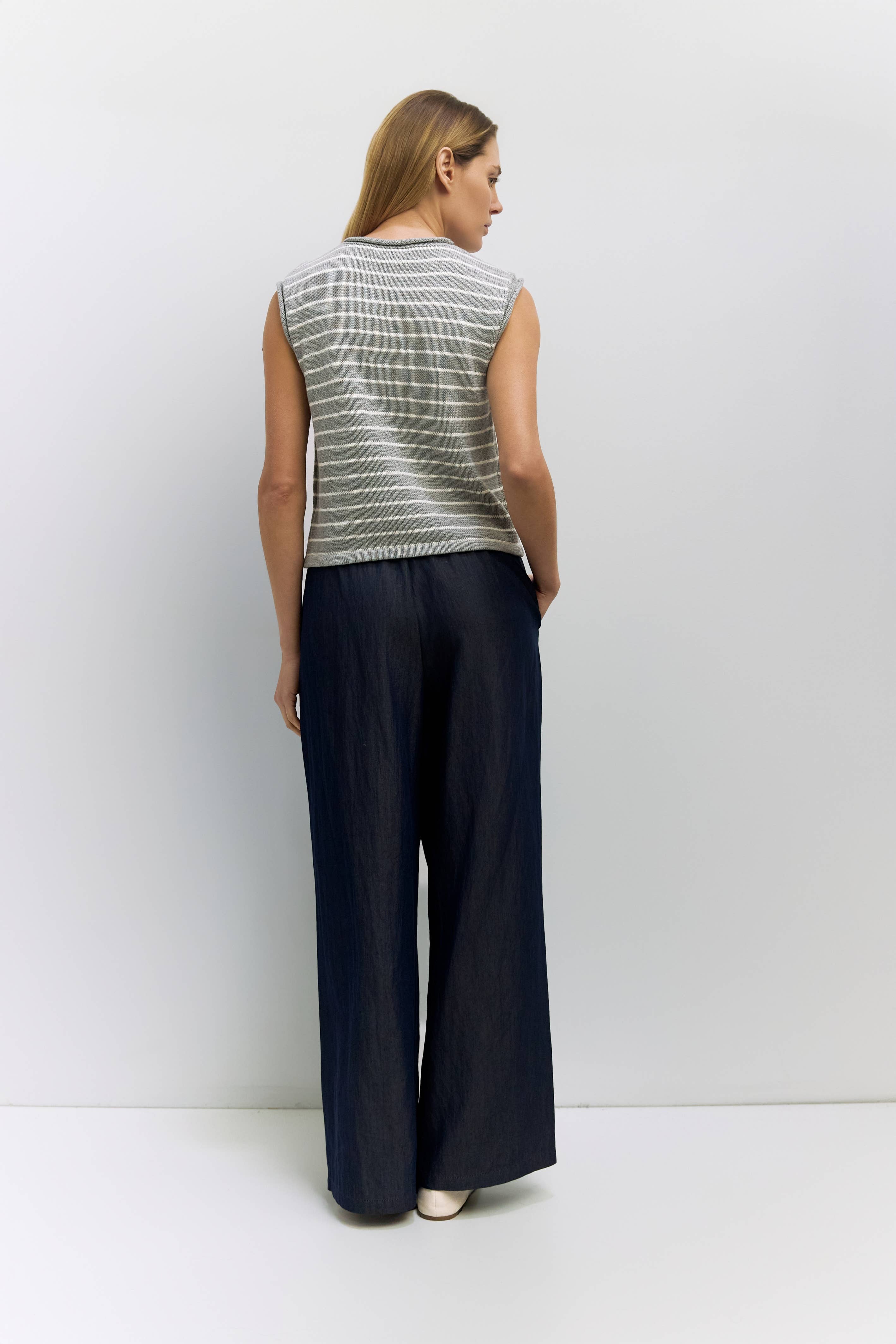 The Paulson Striped Sleeveless Knit Top