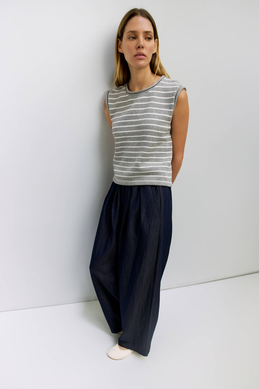 The Paulson Striped Sleeveless Knit Top