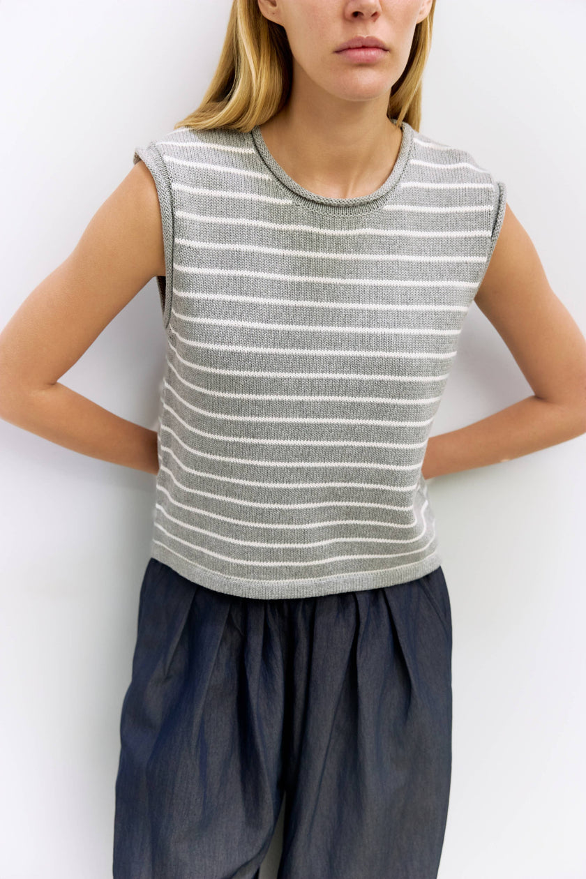 The Paulson Striped Sleeveless Knit Top