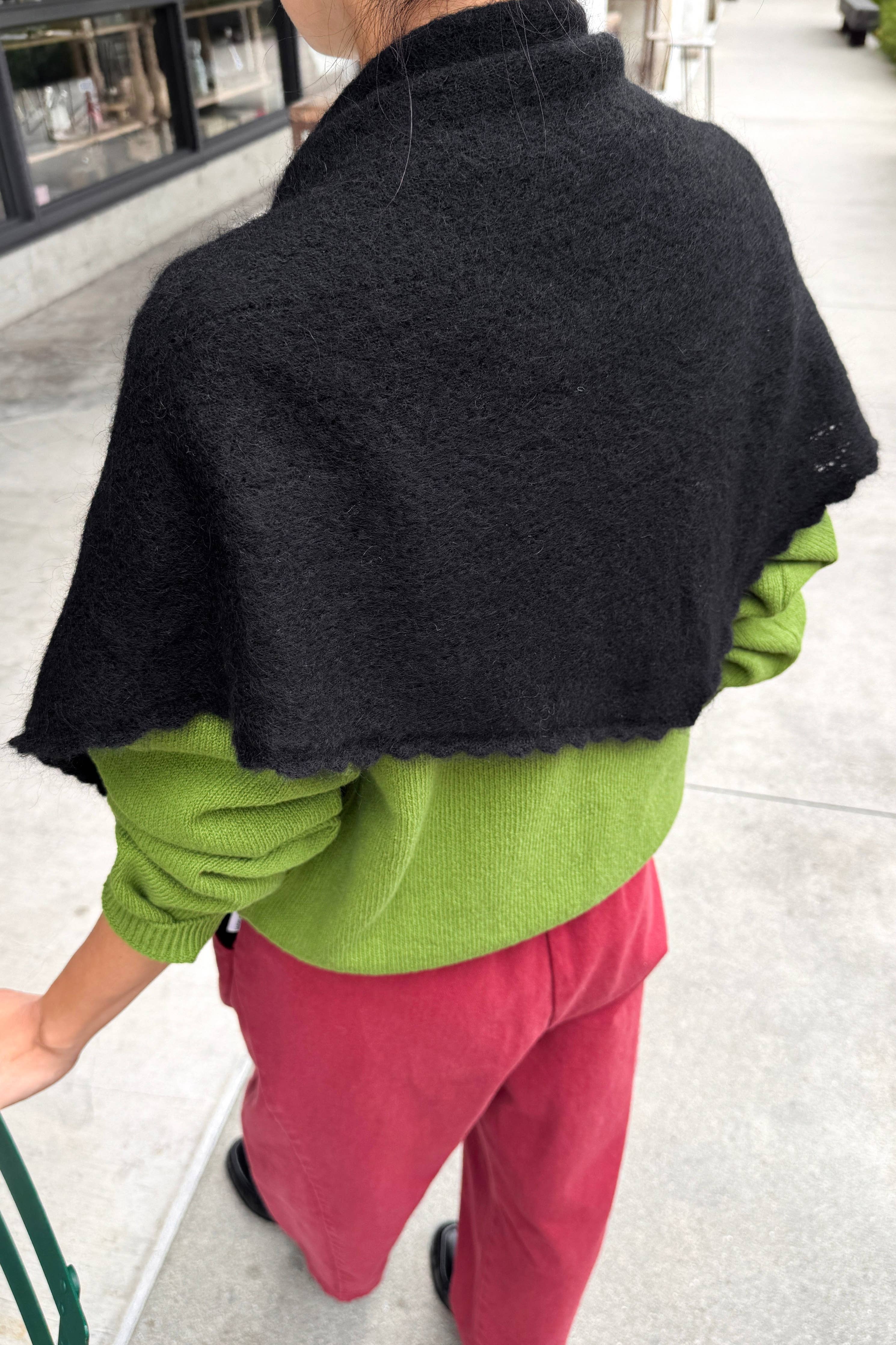 Mohair Pointelle Shawl (wholesale): Ht. Grey