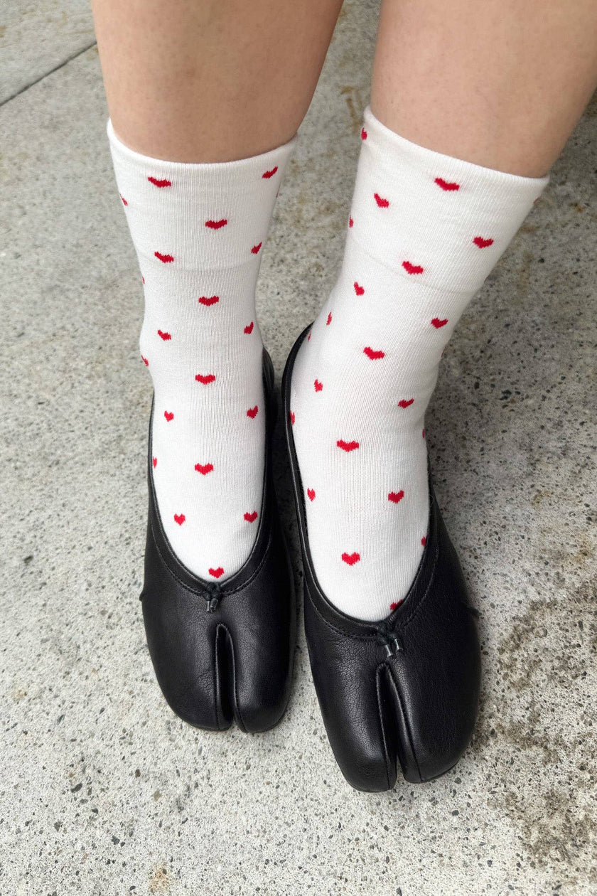 Heart Sneaker Socks (wholesale): TOMATO / NAVY