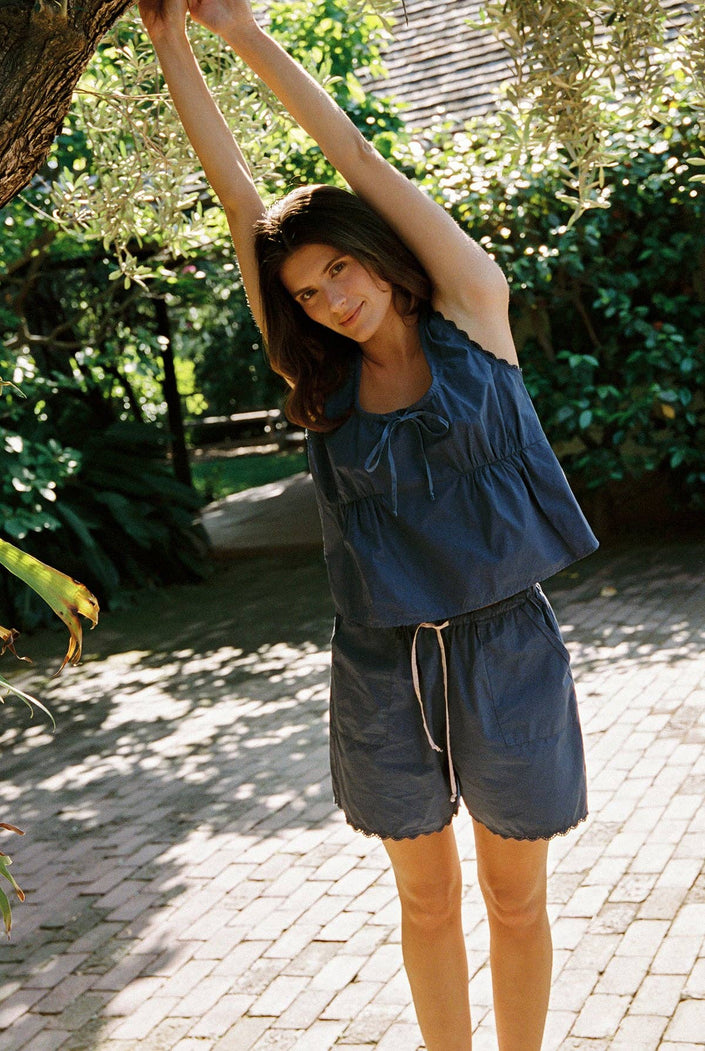 The Poplin Short: Dark Blue