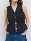 The Duns Ruche Tie-Front Top