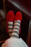 Wide Wally Socks (wholesale): WIDE/ BROWN STRIPE