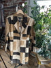 Vintage 90’s Era Brown Geometric Tonal Suede Mid Length Jacket