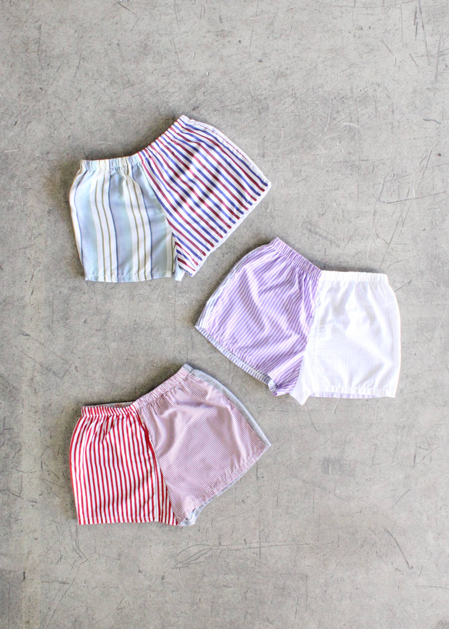 Striped Shirting Pieced Short Bundle