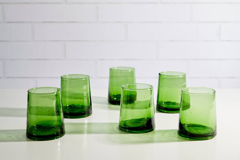Moroccan Recycled Glass Cone Tumbler in Green