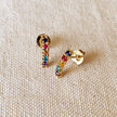 18k Gold Filled Curved Bar Multicolor Crystal Stud Earrings