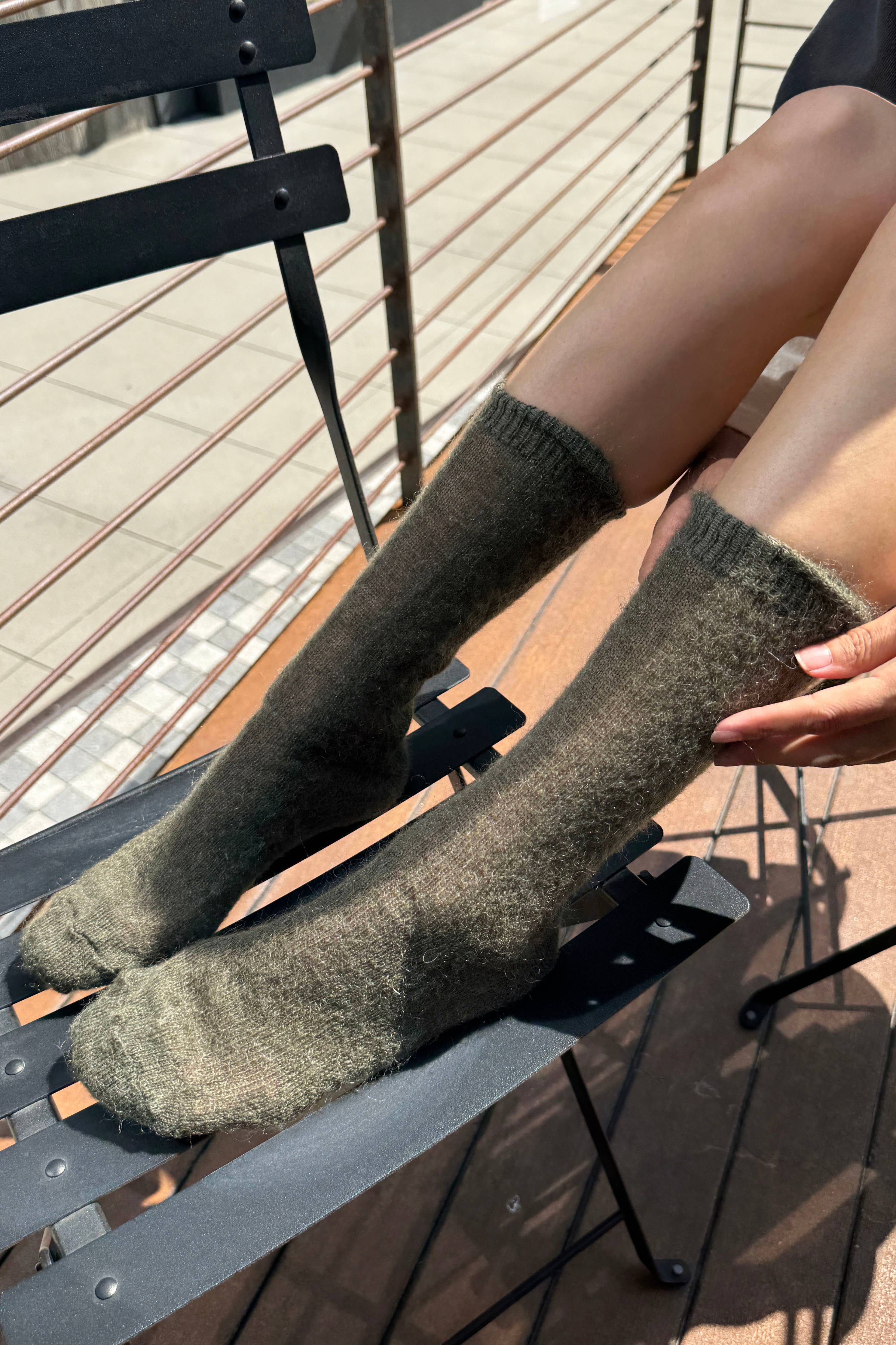 Mohair Veil Socks (wholesale): Mountain Olive