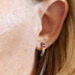 18k Gold Filled Curved Bar Multicolor Crystal Stud Earrings