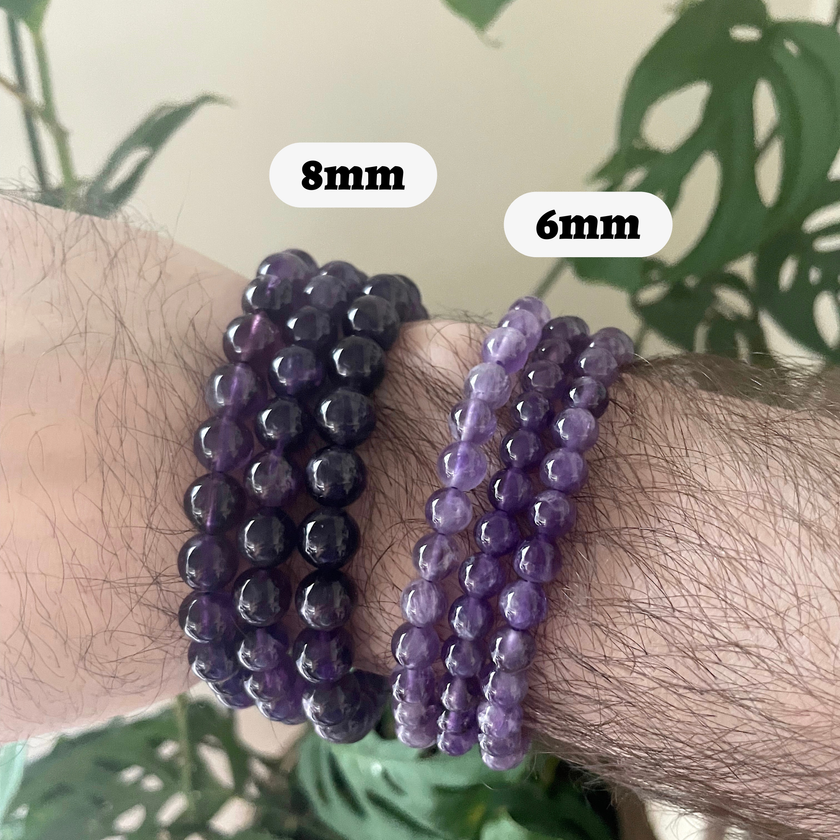 Amethyst Bracelet 4mm/6mm/8mm - Crystals & Stones: 4mm