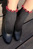 The Petite Ruffled Modal Socks in Butter /  Blue
