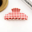 Minimalist Acetate Checkerboard Hair Claw Clip: Pink Red