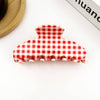 Minimalist Acetate Checkerboard Hair Claw Clip: Pink Red