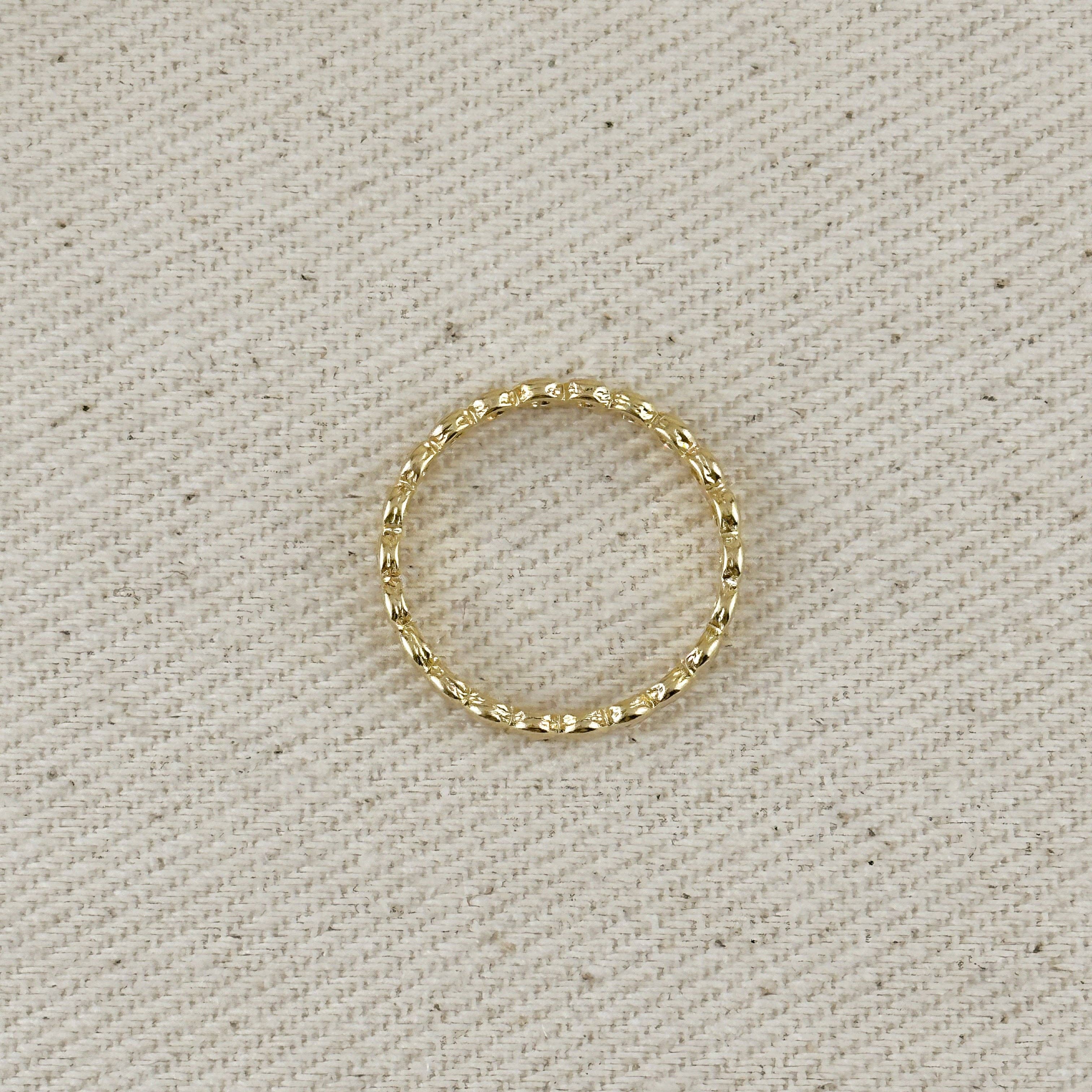 18k Gold Filled Flat Beaded Band Ring: 5