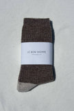 Wool Waffled Socks (wholesale): Brown / Oatmeal