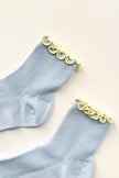 The Petite Ruffled Modal Socks in Butter /  Blue