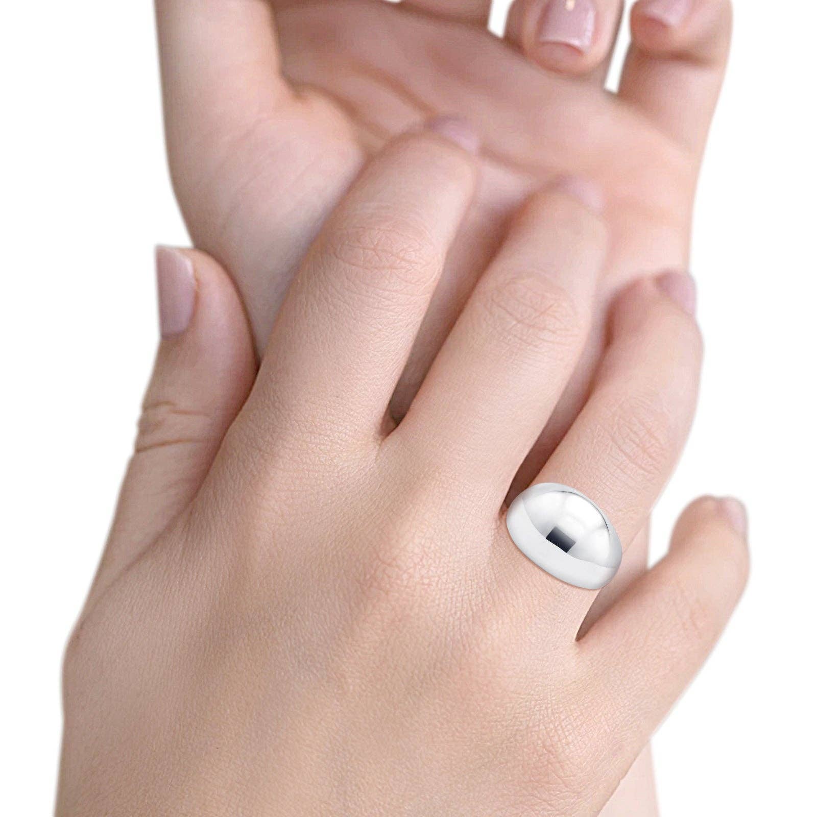 Dome Chunky Ring Thick Band: Sterling Silver / 8
