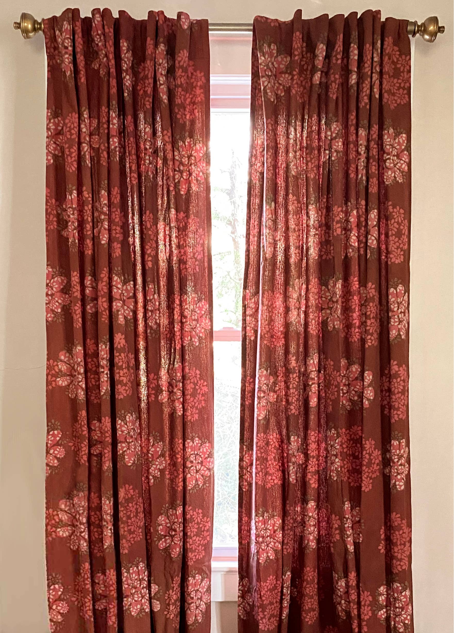 Floral Cotton Curtains | Hand Block Printed | Forget Me Not: 56