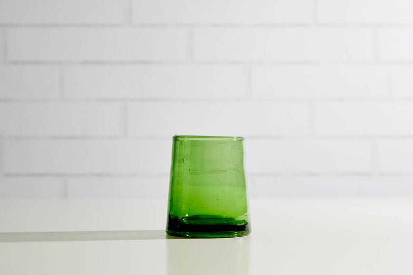 Moroccan Recycled Glass Cone Tumbler in Green