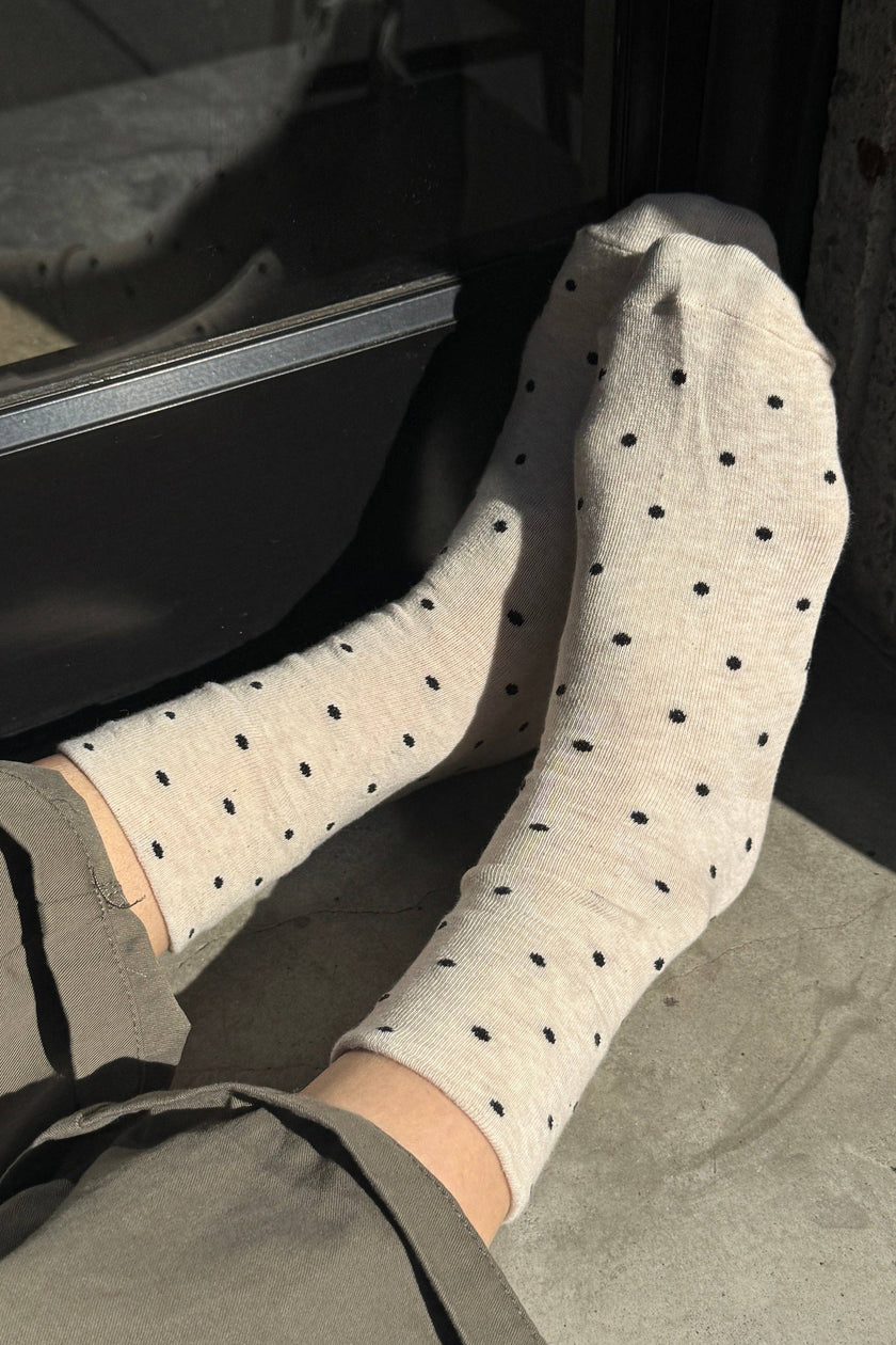 Polka Dot Sneaker Socks (wholesale): CACAO/BLUE