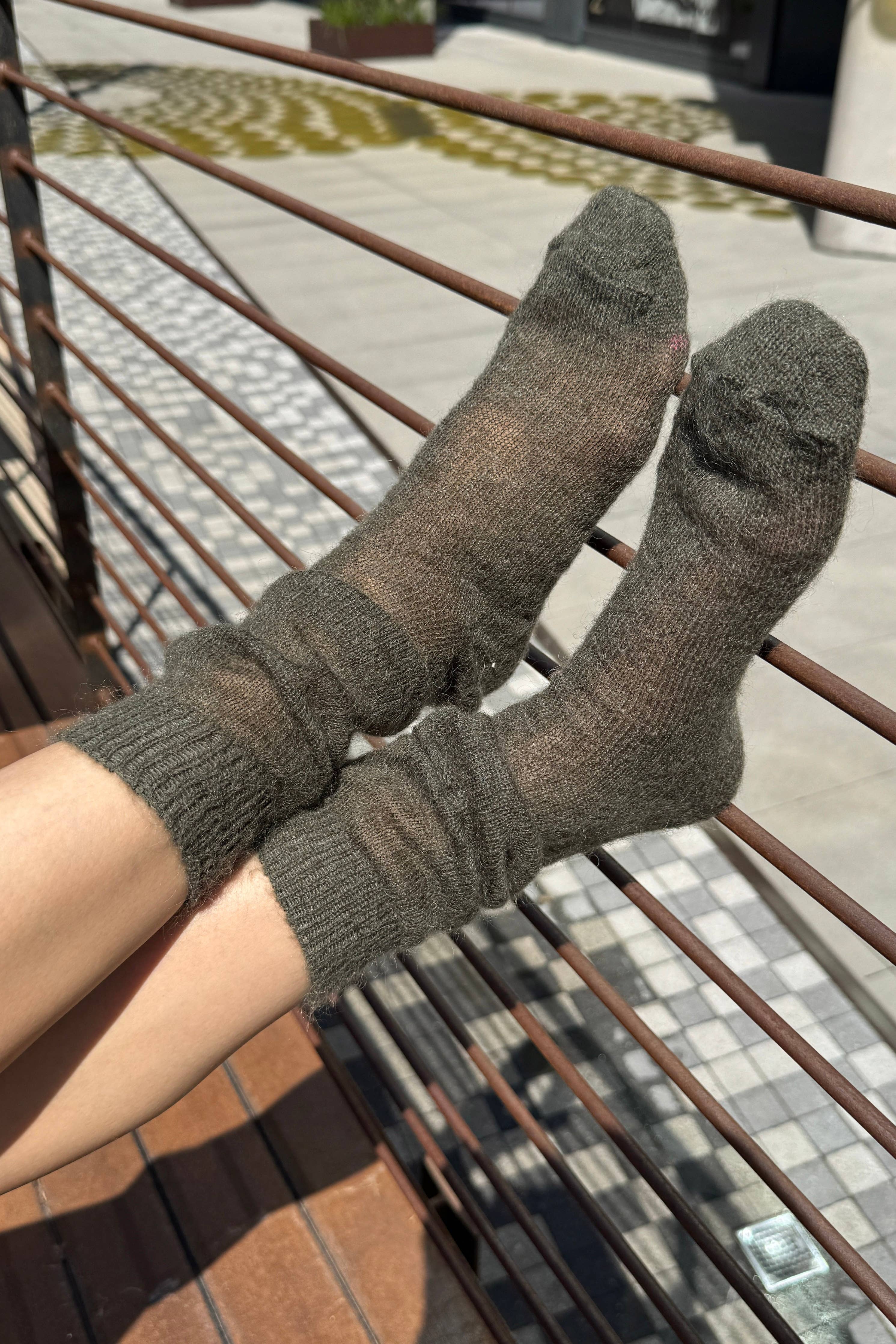 Mohair Veil Socks (wholesale): Mountain Olive