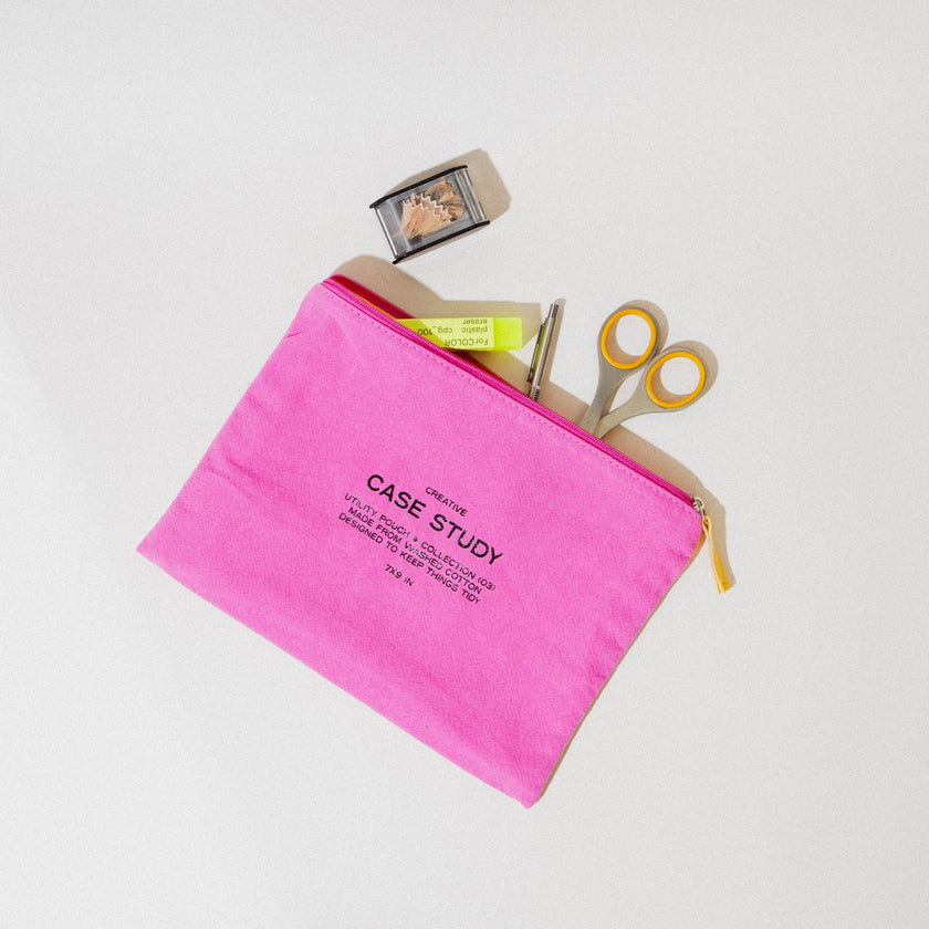 Washed Cotton Zipper Pouch | Candy