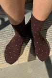 Polka Dot Sneaker Socks (wholesale): CACAO/BLUE