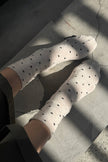 Polka Dot Sneaker Socks (wholesale): CACAO/BLUE