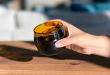 Moroccan Recycled Glass Stemless Goblet in Amber