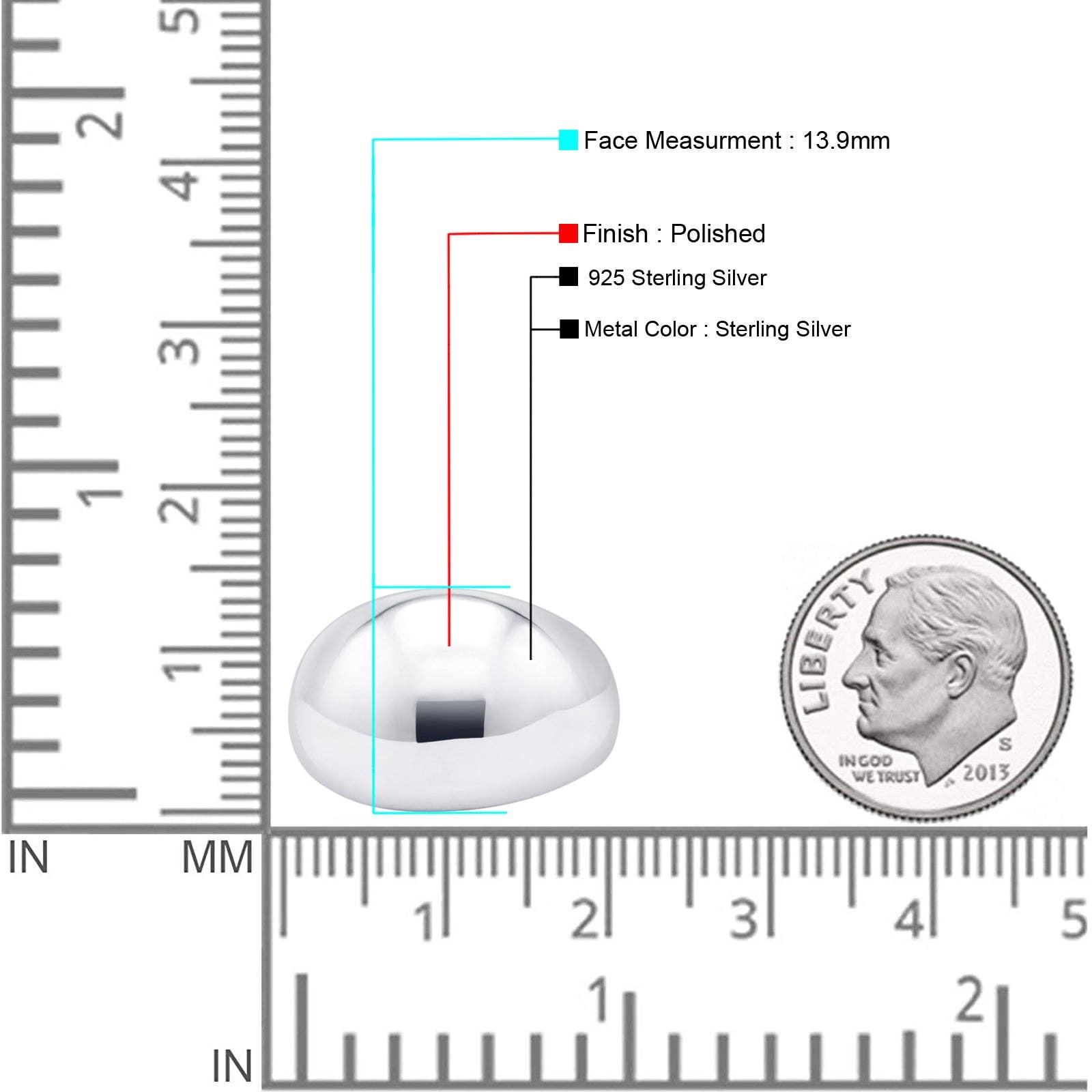 Dome Chunky Ring Thick Band: Sterling Silver / 7