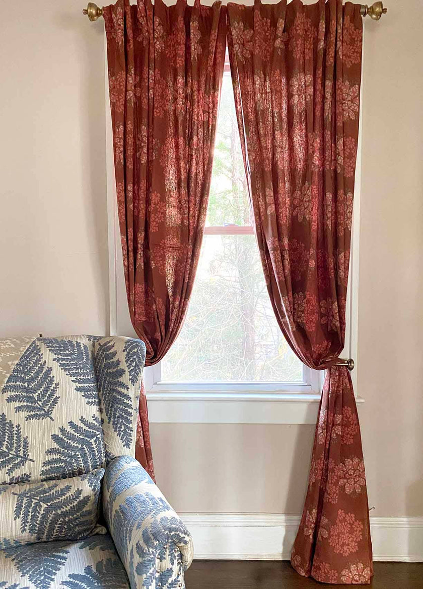 Floral Cotton Curtains | Hand Block Printed | Forget Me Not: 56