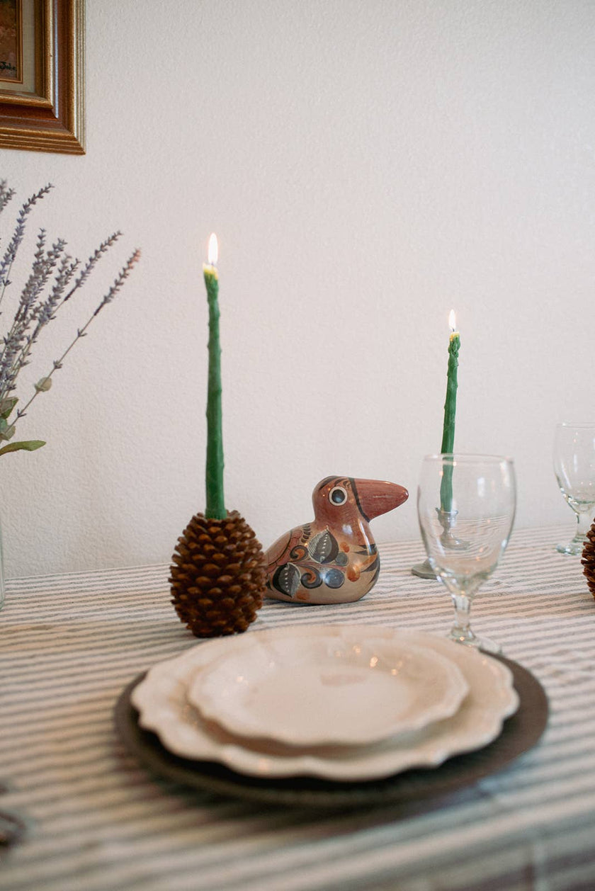 Beeswax Asparagus Candle Taper Pair (2)