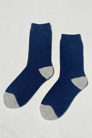 Wool Waffled Socks: Denim / Stone