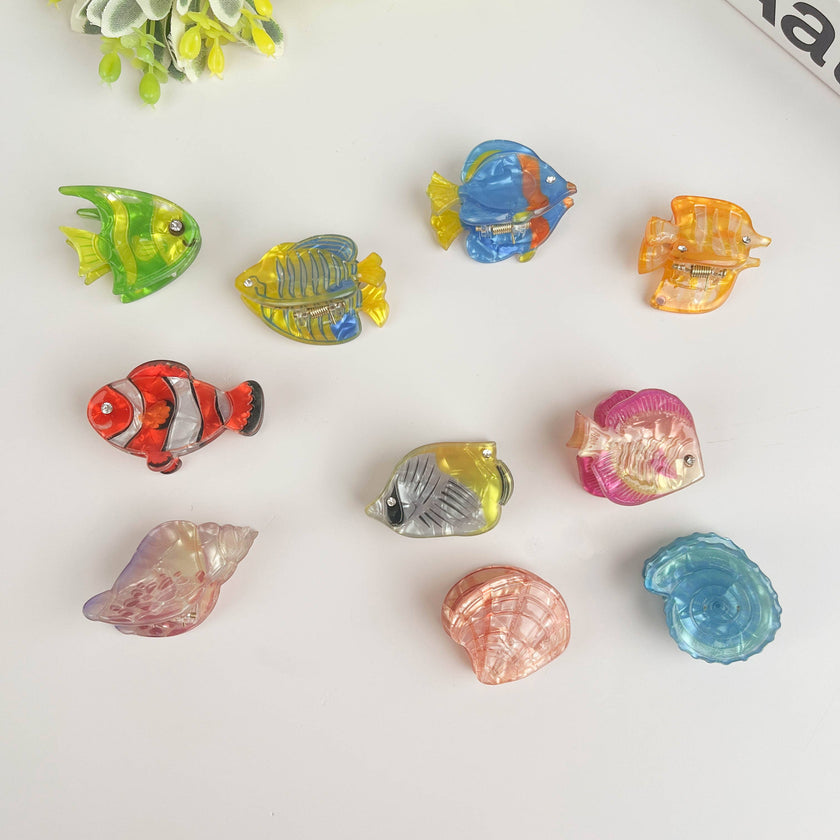 Marine Animal Series Hair Clip, Acetate Mini Claw Clips: H