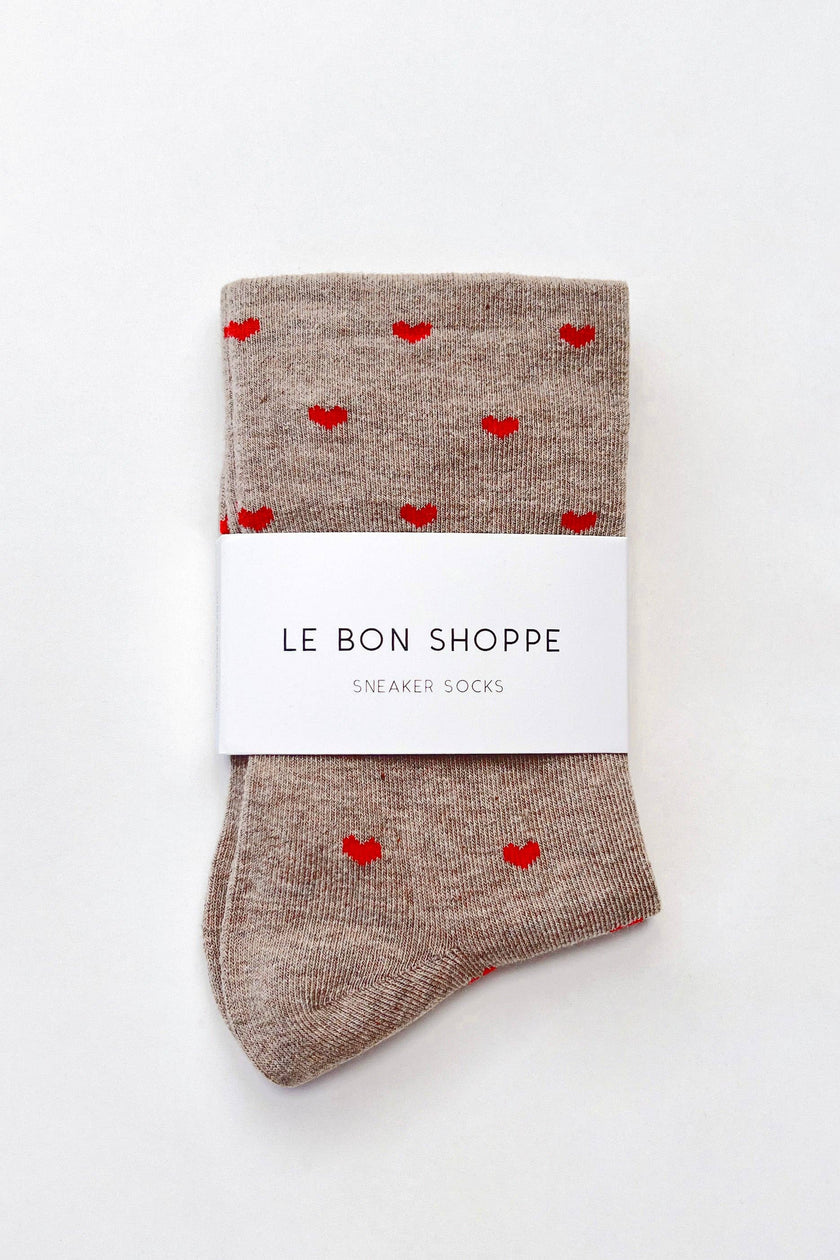 Heart Sneaker Socks (wholesale): TOMATO / NAVY