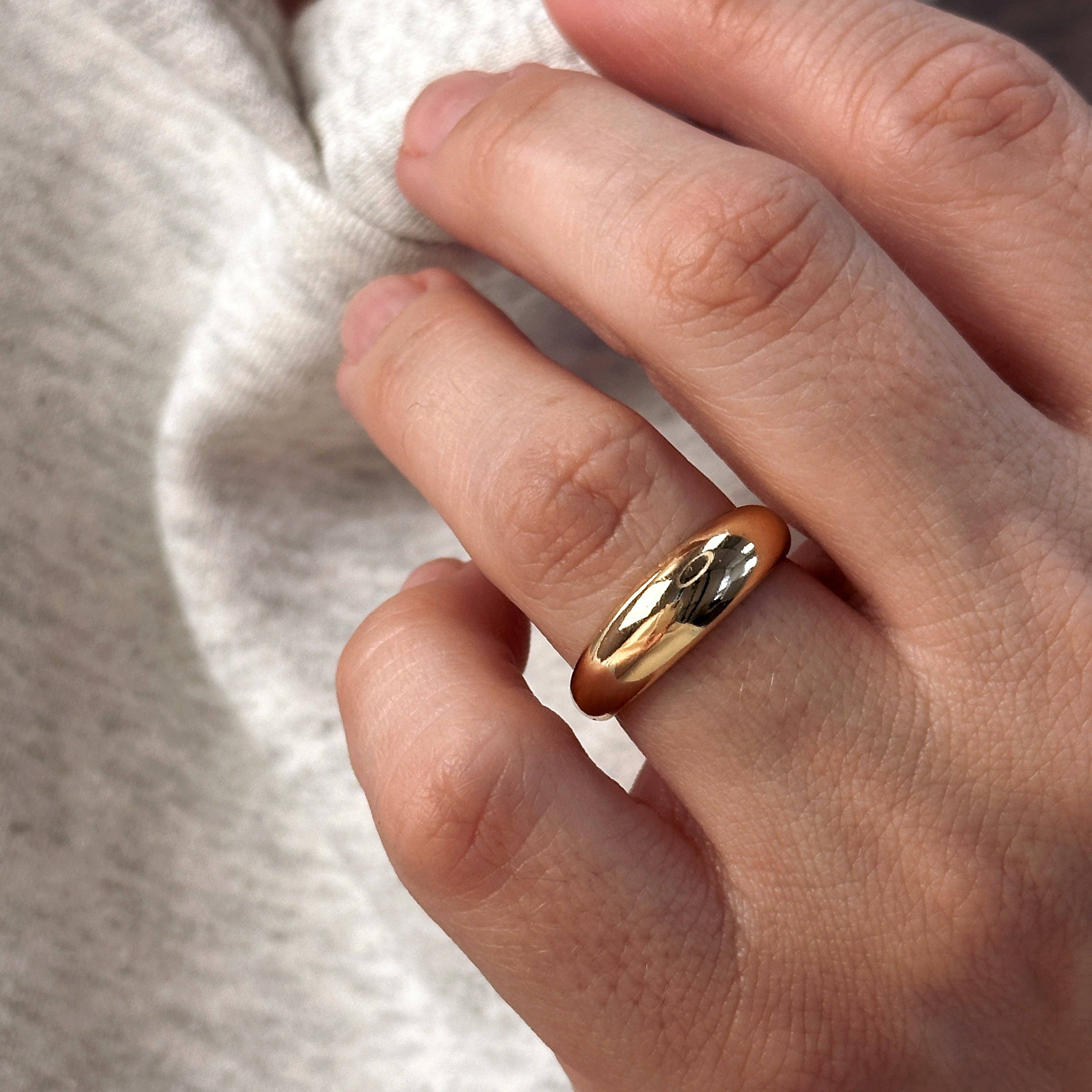 18k Gold Filled Mini Polished Dome Ring: 6.5