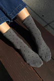 Polka Dot Sneaker Socks (wholesale): CACAO/BLUE