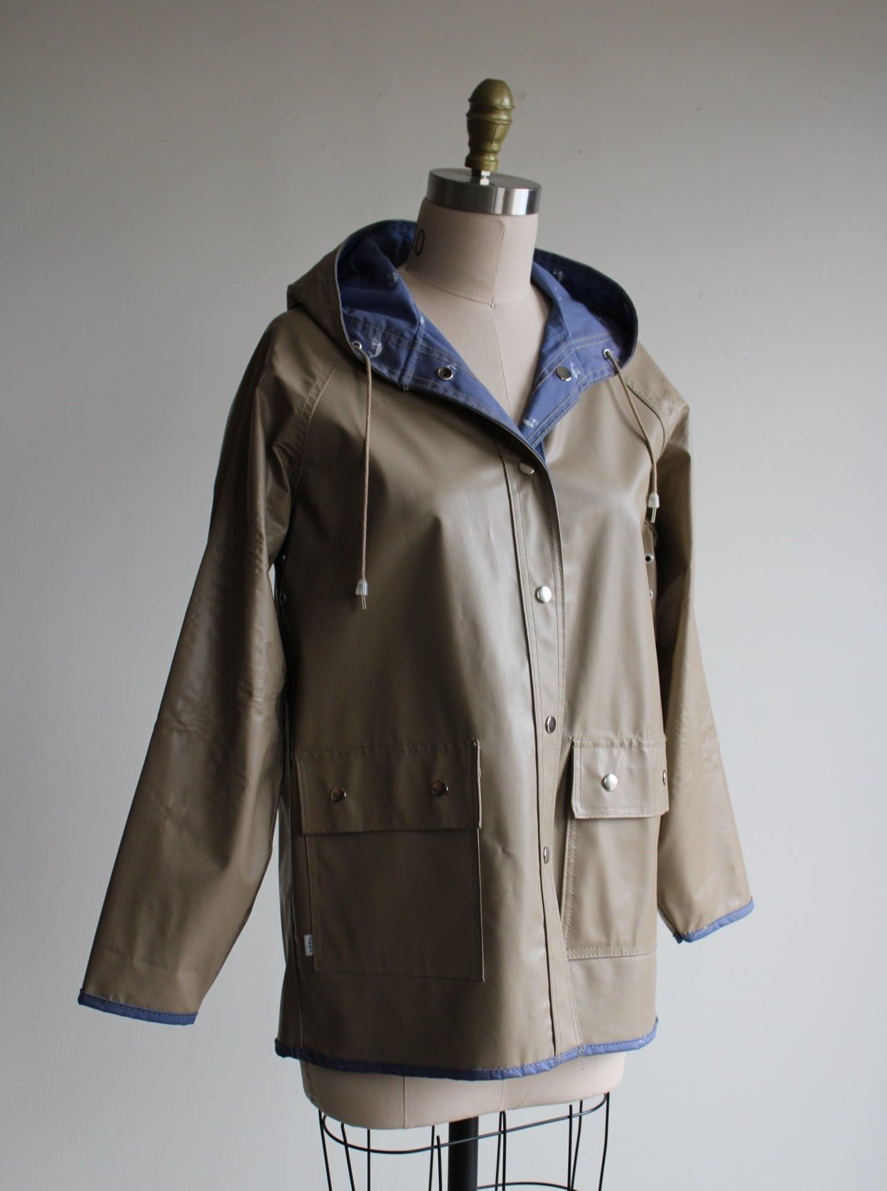 Vintage Beige Rubber Reversible Raincoat