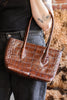 vintage furla brown croc embossed leather mini tote purse