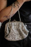 vintage silver sparklye dangly bead evening bag
