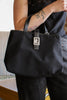vintage black nylon, leather, and silver ralph lauren handbag