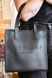 black leather ted baker london square tote