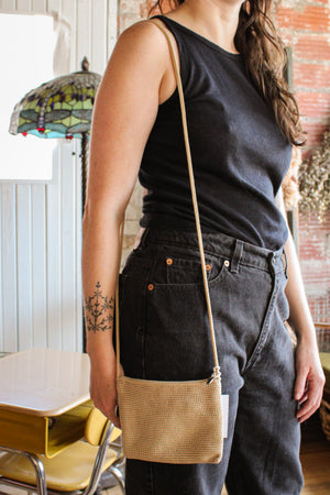 vintage cream crochet minimal mini crossbody