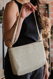 vintage cream mesh disco era whiting and davis shoulder bag