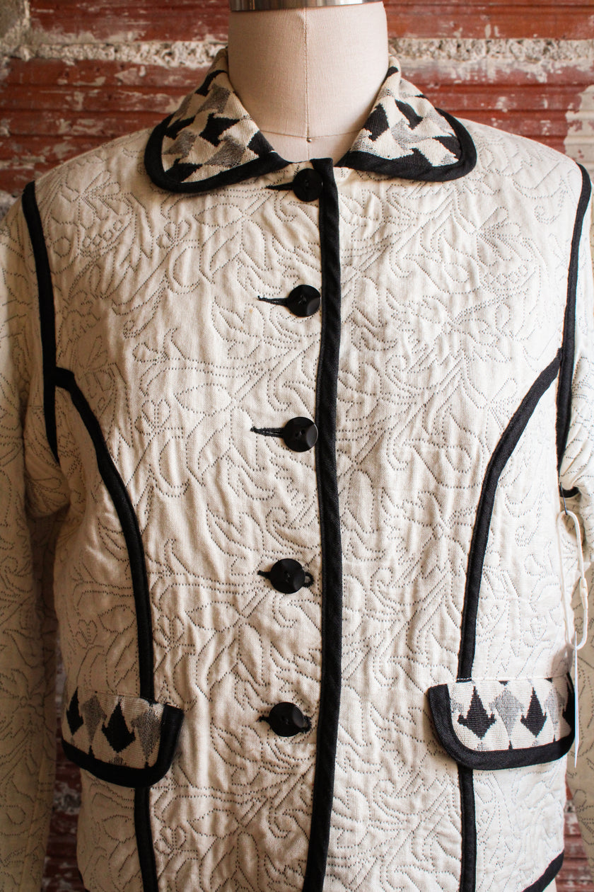 cotton canvas embroidered quilted jacket