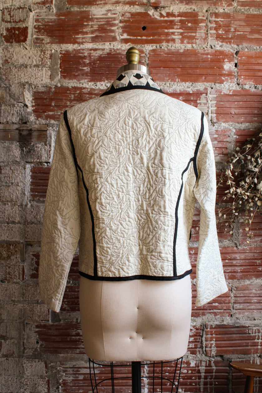 cotton canvas embroidered quilted jacket