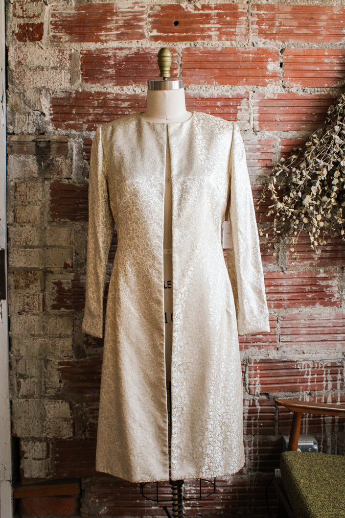 gold brocade long line jacket