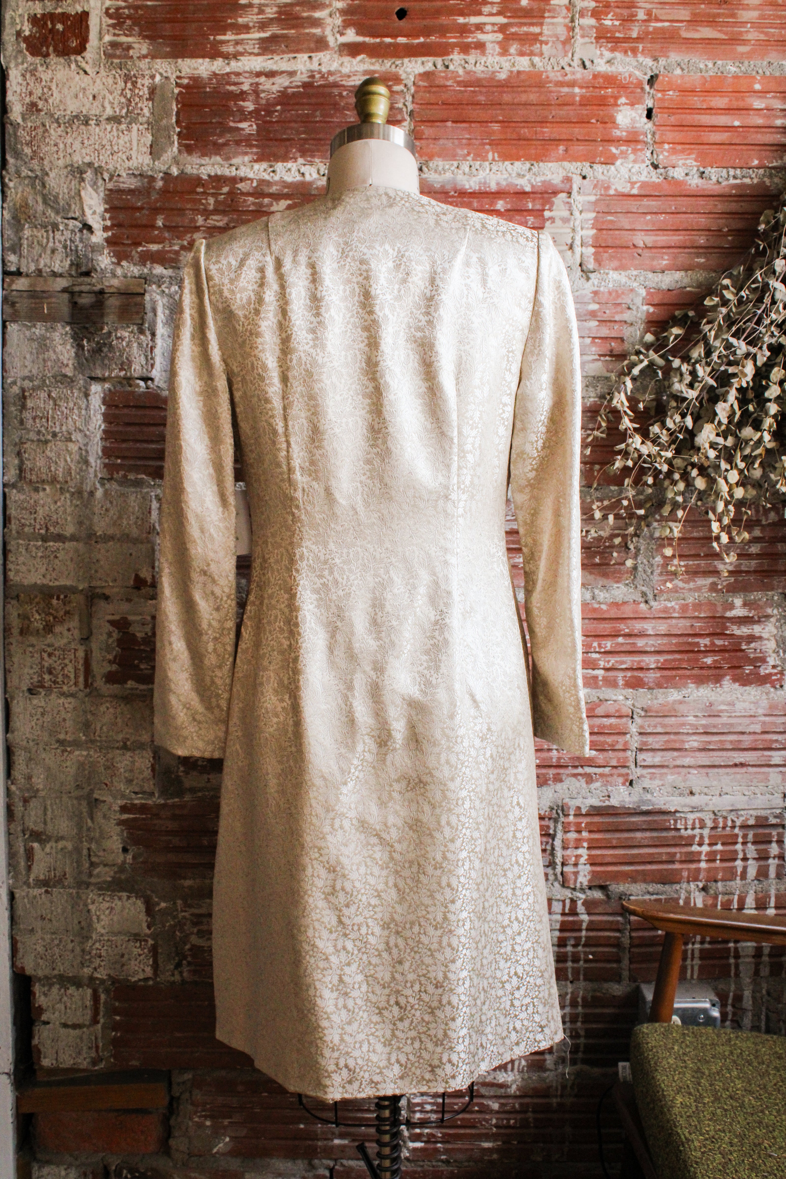 gold brocade long line jacket